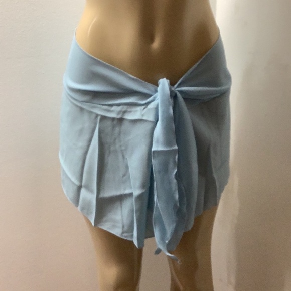 Lago Mar Light Blue Ruffle Lettuce Trim Sarong NWT Made in USA - Picture 1 of 4